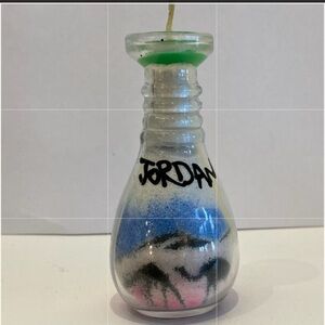 Vintage Sand Art Sculpture Desert Landscape Glass Bottle 3” tall